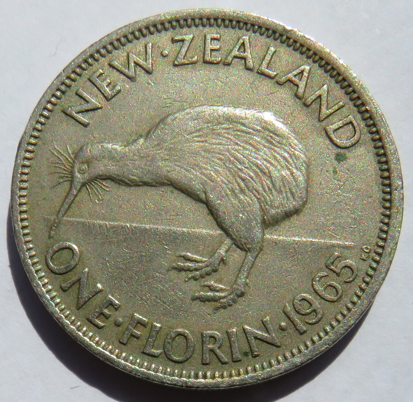 1965 Queen Elizabeth II New Zealand One Florin Coin