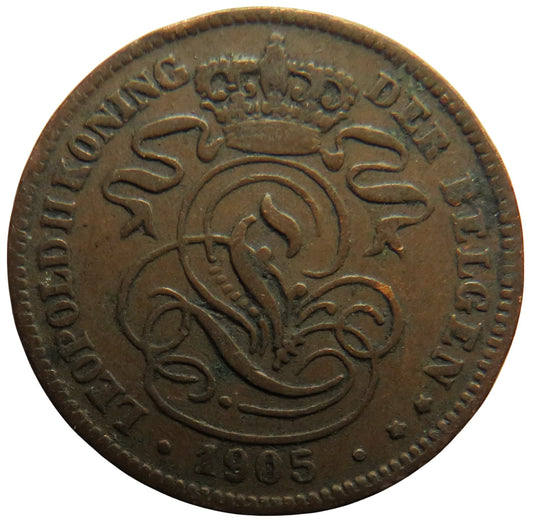1905 Belgium 2 Centimes Coin