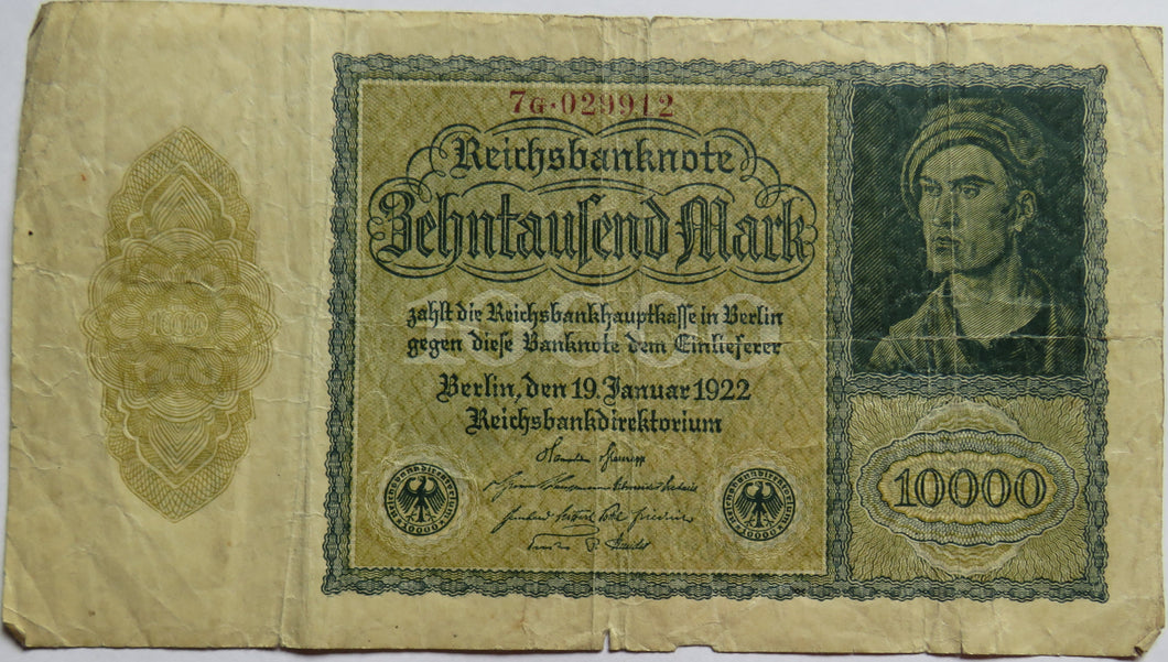 1922 Germany 10000 Marks Banknote