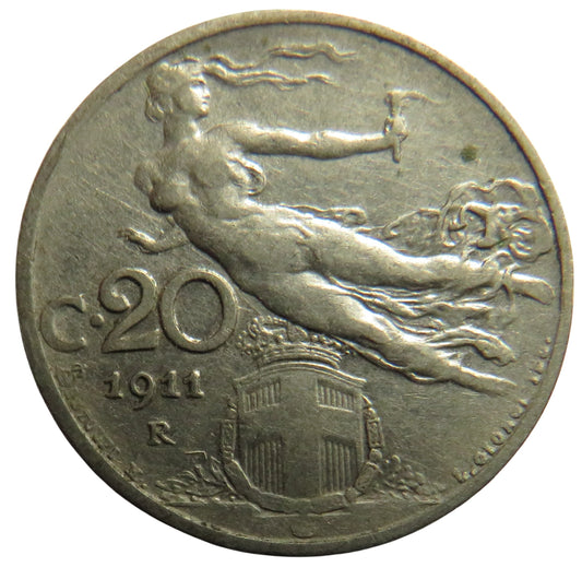 1911 Italy 20 Centesimi Coin