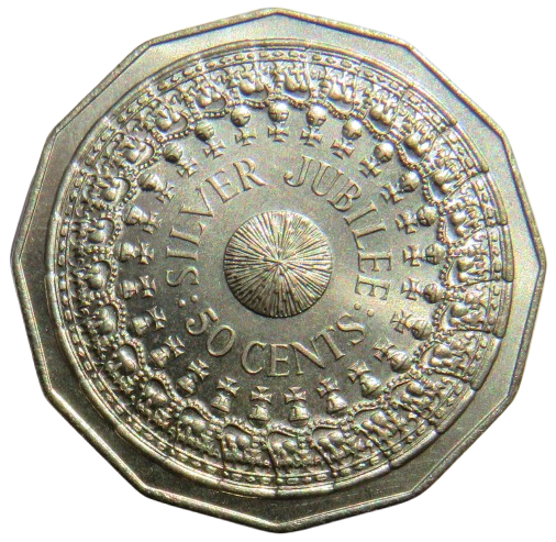 1977 Queen Elizabeth II Australia 50 Cents Coin Silver Jubilee