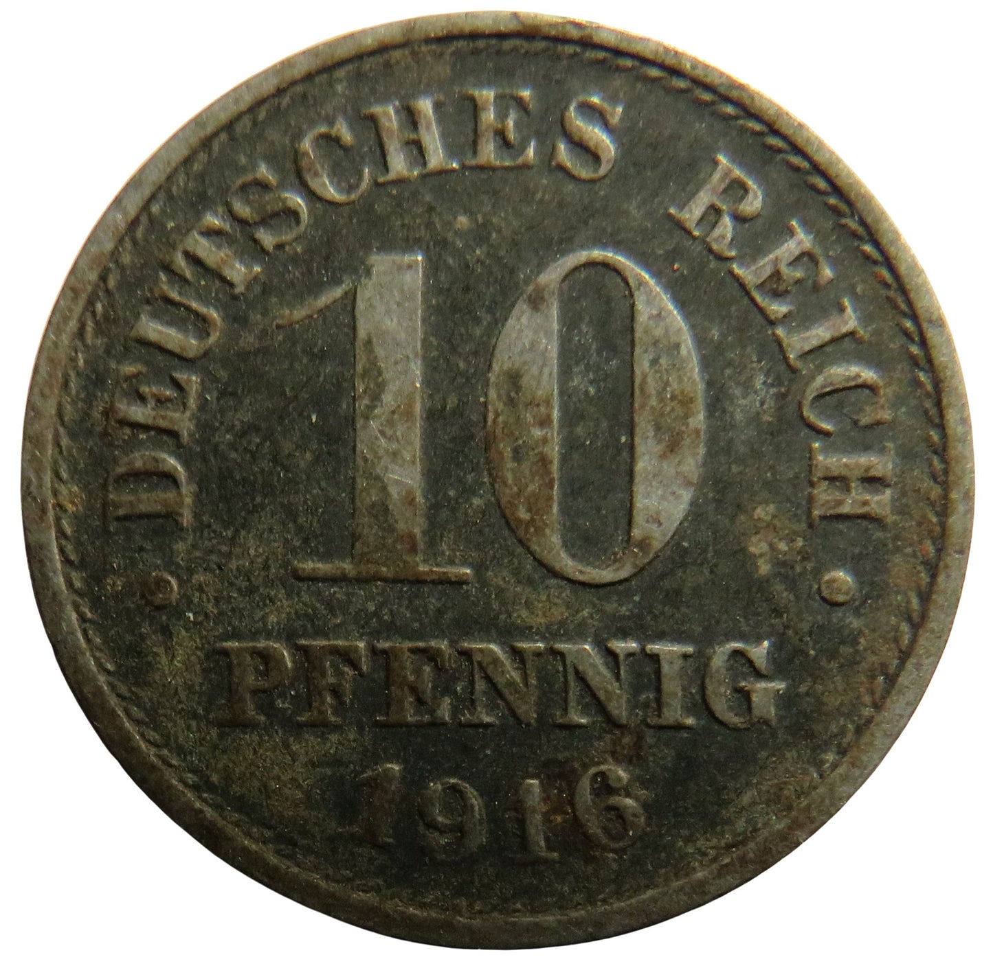 1916 Germany 10 Pfennig Coin