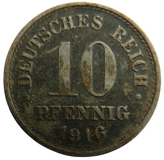 1916 Germany 10 Pfennig Coin