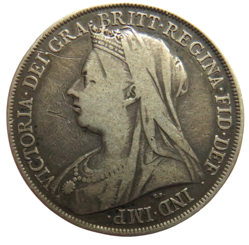 1899 LXIII Queen Victoria Silver Crown Coin - Great Britain