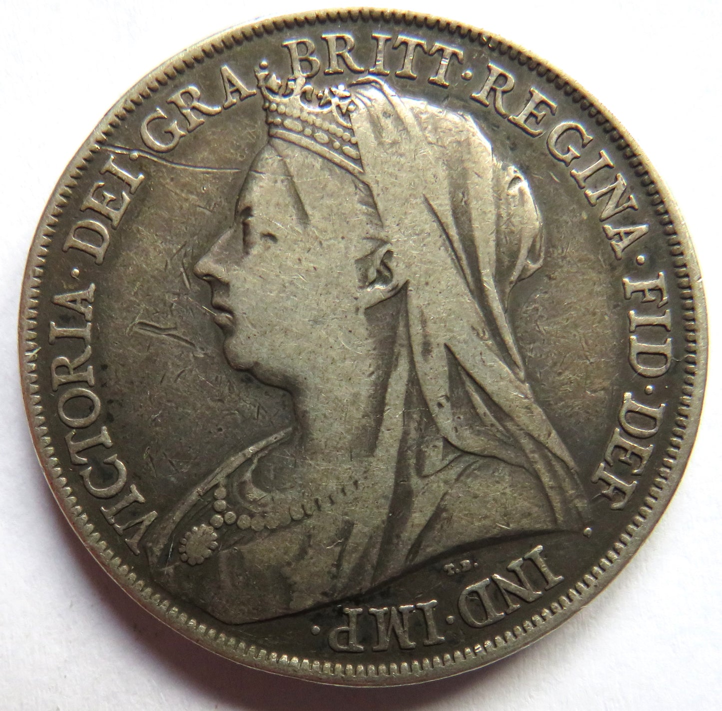 1899 LXIII Queen Victoria Silver Crown Coin - Great Britain