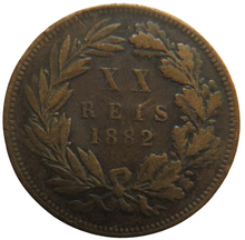 Load image into Gallery viewer, 1882 Portugal 20 Reis Coin
