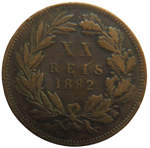 1882 Portugal 20 Reis Coin