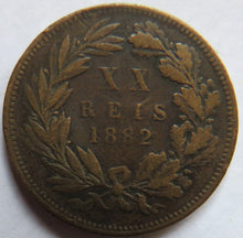 Load image into Gallery viewer, 1882 Portugal 20 Reis Coin
