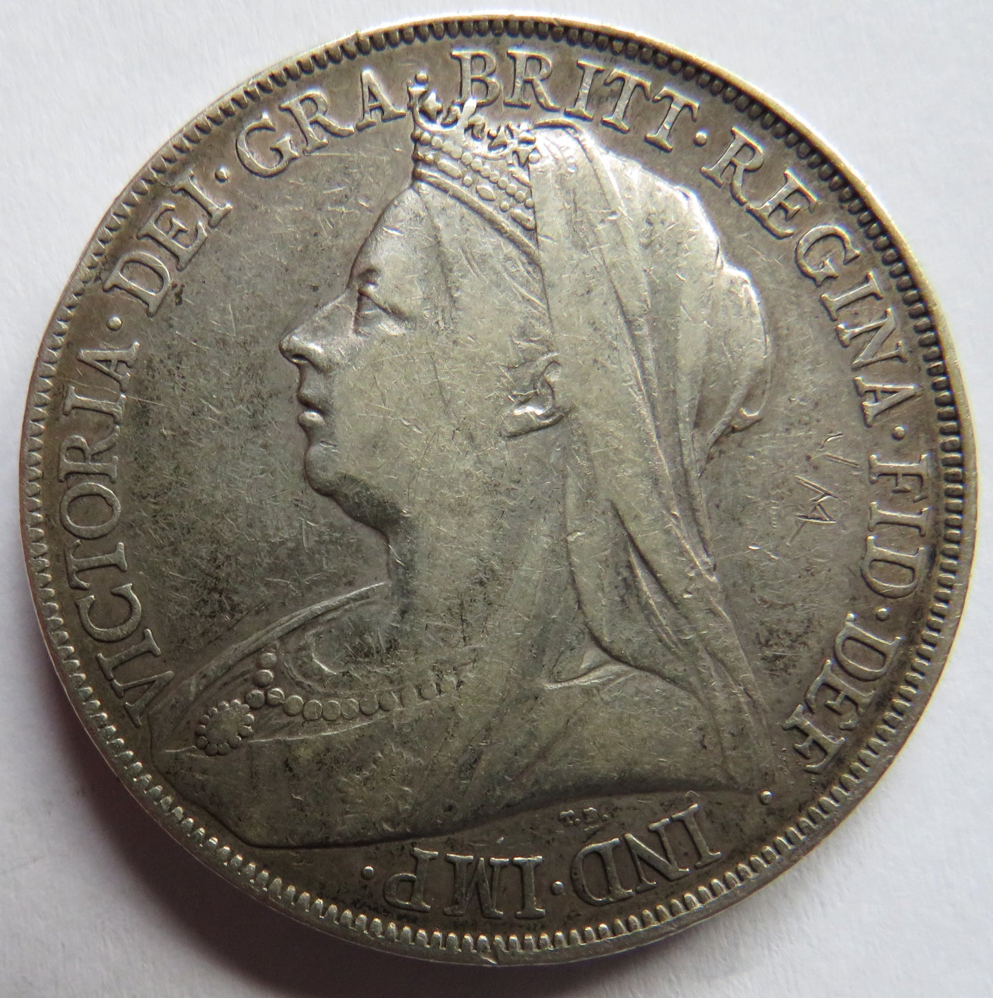 1900 LXIV Queen Victoria Silver Crown Coin - Great Britain