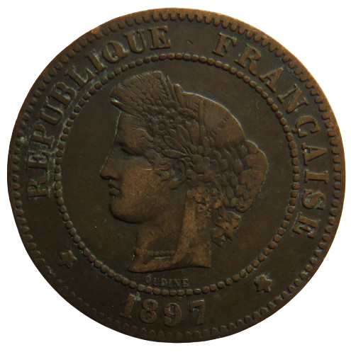 1897-A France 5 Centimes Coin