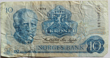 Load image into Gallery viewer, 1979 Norway 10 Kroner Banknote
