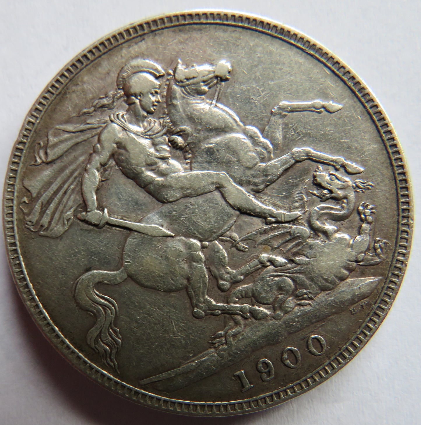 1900 LXIV Queen Victoria Silver Crown Coin - Great Britain