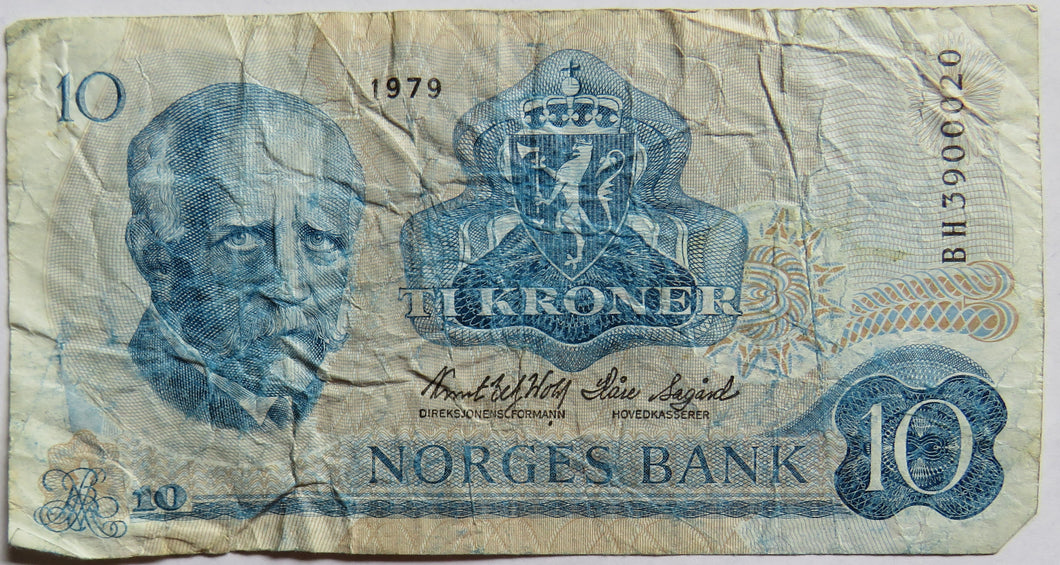 1979 Norway 10 Kroner Banknote