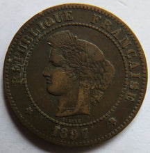 Load image into Gallery viewer, 1897-A France 5 Centimes Coin
