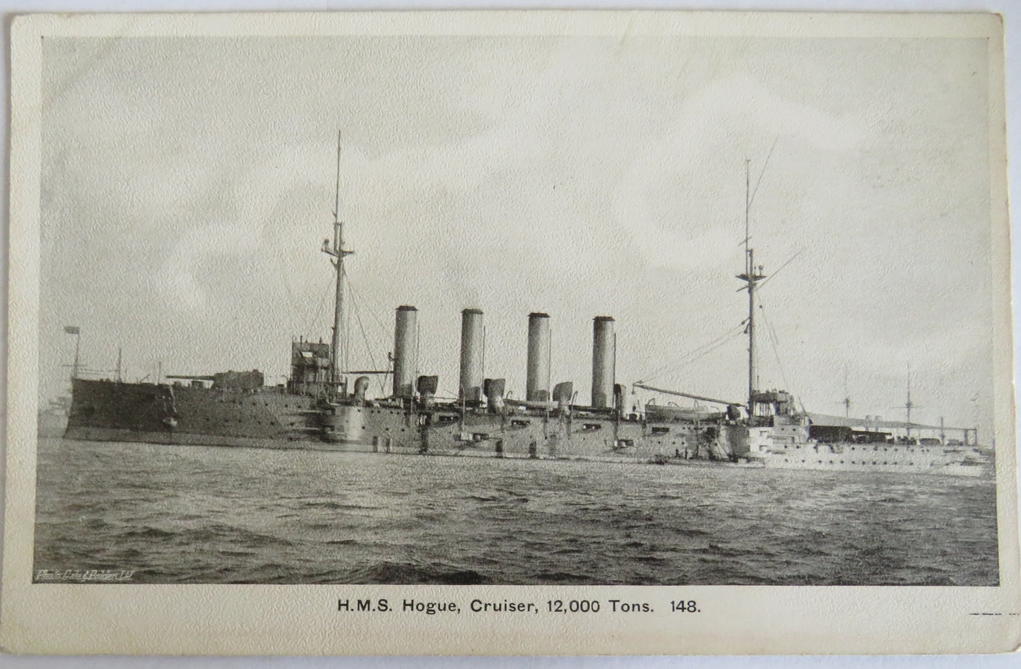 Vintage Warship Postcard of The H.M.S. "Hogue" Cruiser
