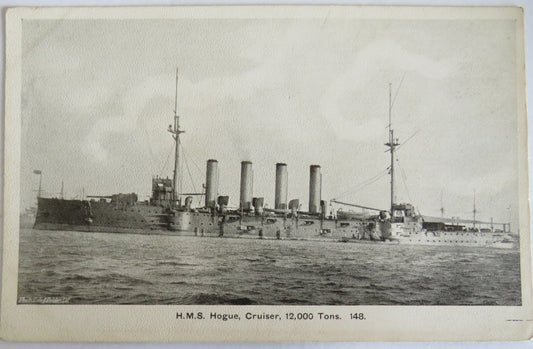 Vintage Warship Postcard of The H.M.S. "Hogue" Cruiser