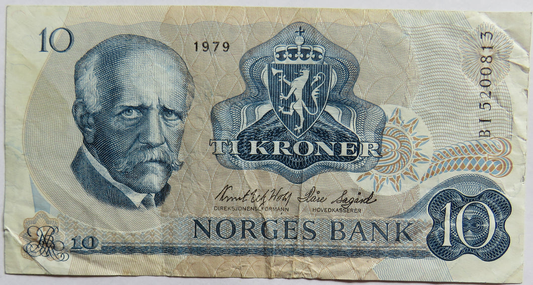 1979 Norway 10 Kroner Banknote