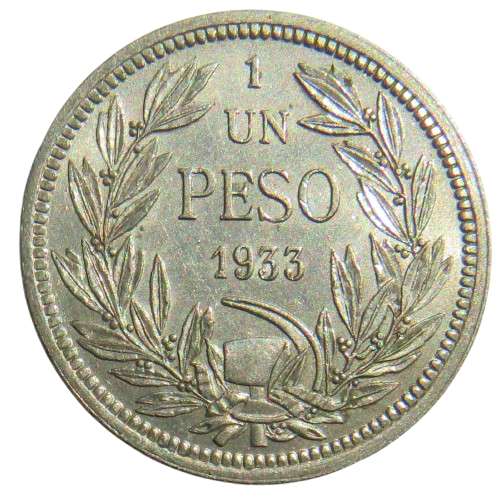 1933 Chile One Peso Coin