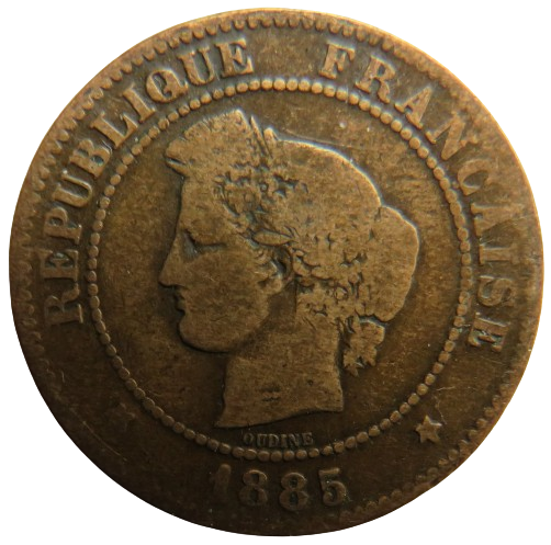 1885-A France 5 Centimes Coin