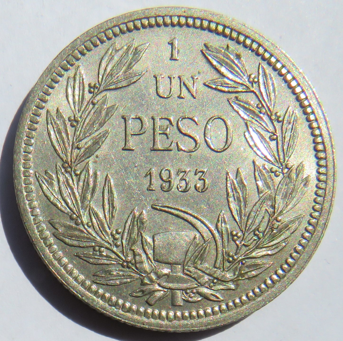 1933 Chile One Peso Coin