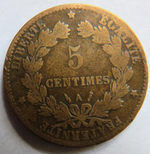 Load image into Gallery viewer, 1885-A France 5 Centimes Coin
