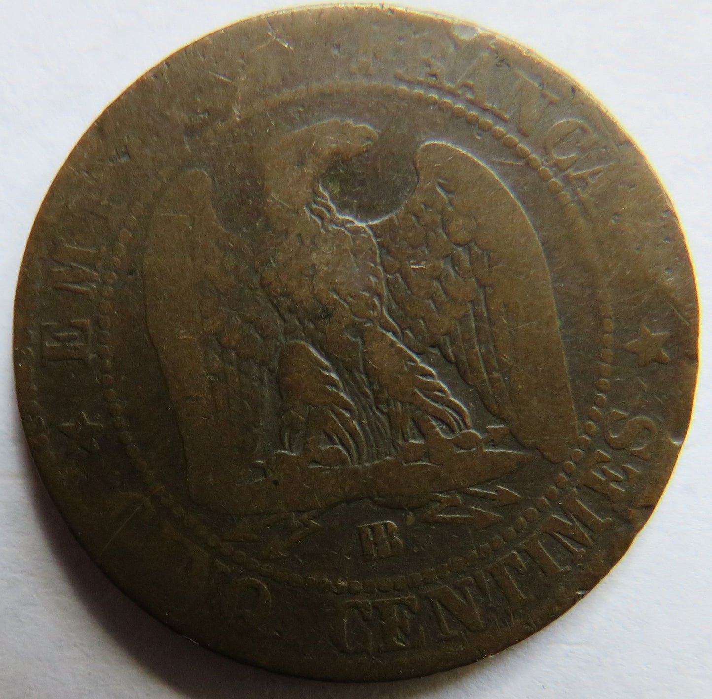 1861-BB France Napoleon III 5 Centimes Coin