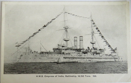 Vintage Warship Postcard of The H.M.S. "Empress of India"
