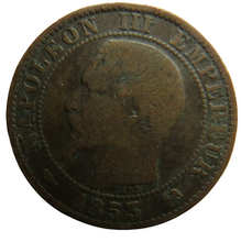 Load image into Gallery viewer, 1853-B France Napoleon III 5 Centimes Coin
