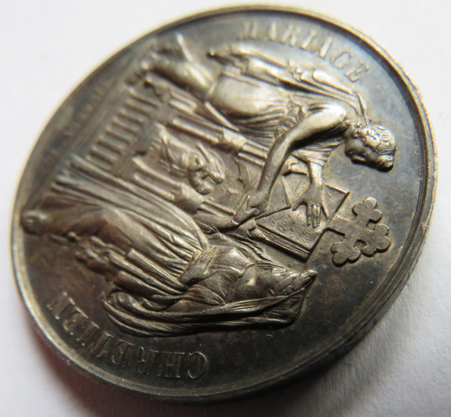 Antique 1871 Silver Medal By Pingret Mariage Chretien / Marriage Medal