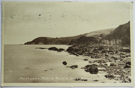 Vintage Postcard of Porthpean, Robins Rock & Rope Haven Cliffs, 1953