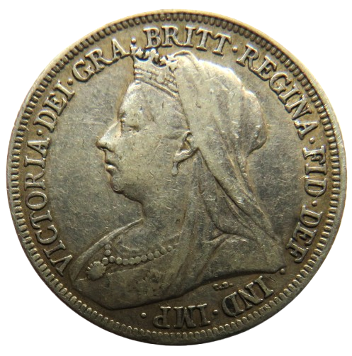 1899 Queen Victoria Silver Shilling Coin - Great Britain