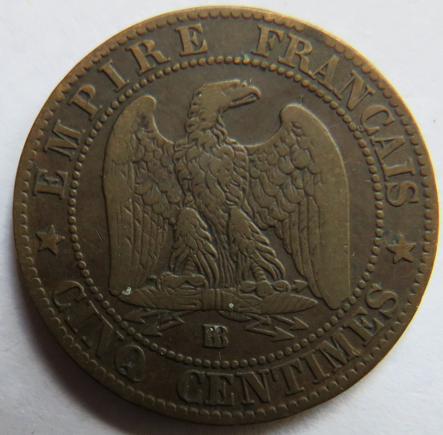 1864-BB France Napoleon III 5 Centimes Coin