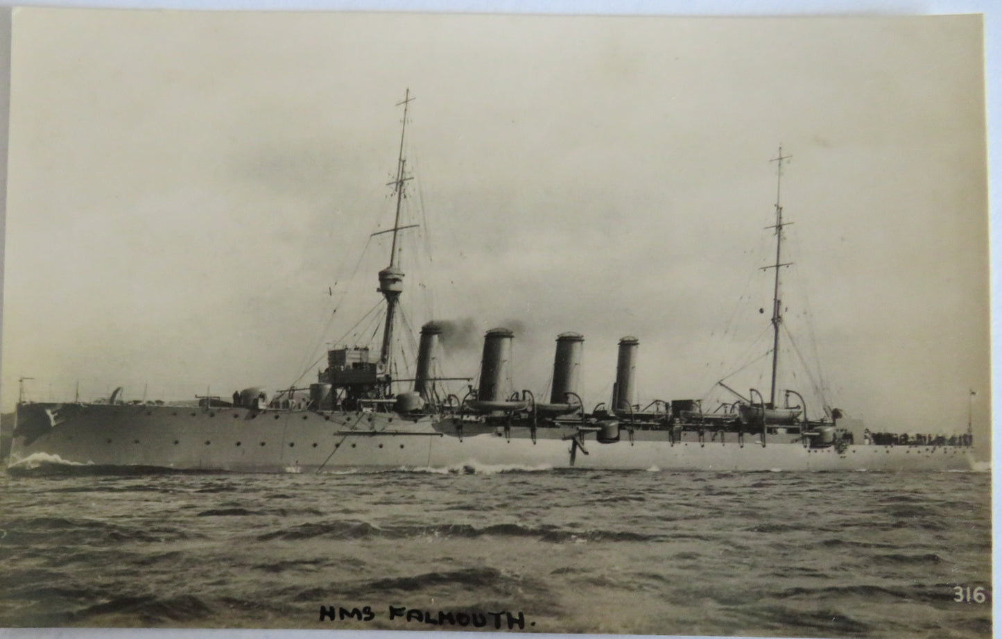 Vintage Warship Postcard of The H.M.S. "Falmouth"