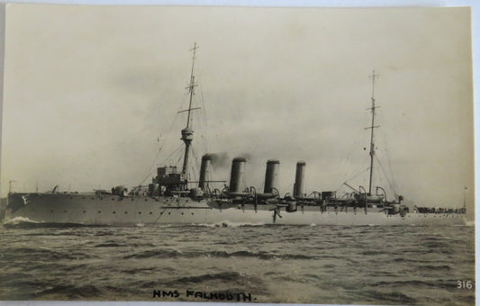 Vintage Warship Postcard of The H.M.S. "Falmouth"