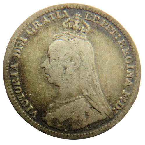 1890 Queen Victoria Jubilee Head Silver Threepence Coin - Great Britain