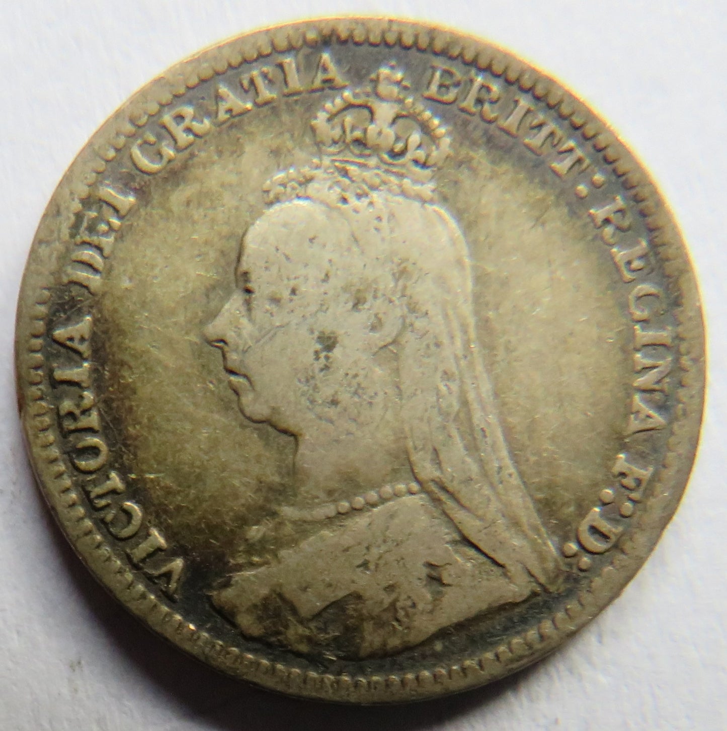 1890 Queen Victoria Jubilee Head Silver Threepence Coin - Great Britain