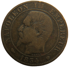 Load image into Gallery viewer, 1854-MA France Napoleon III 5 Centimes Coin
