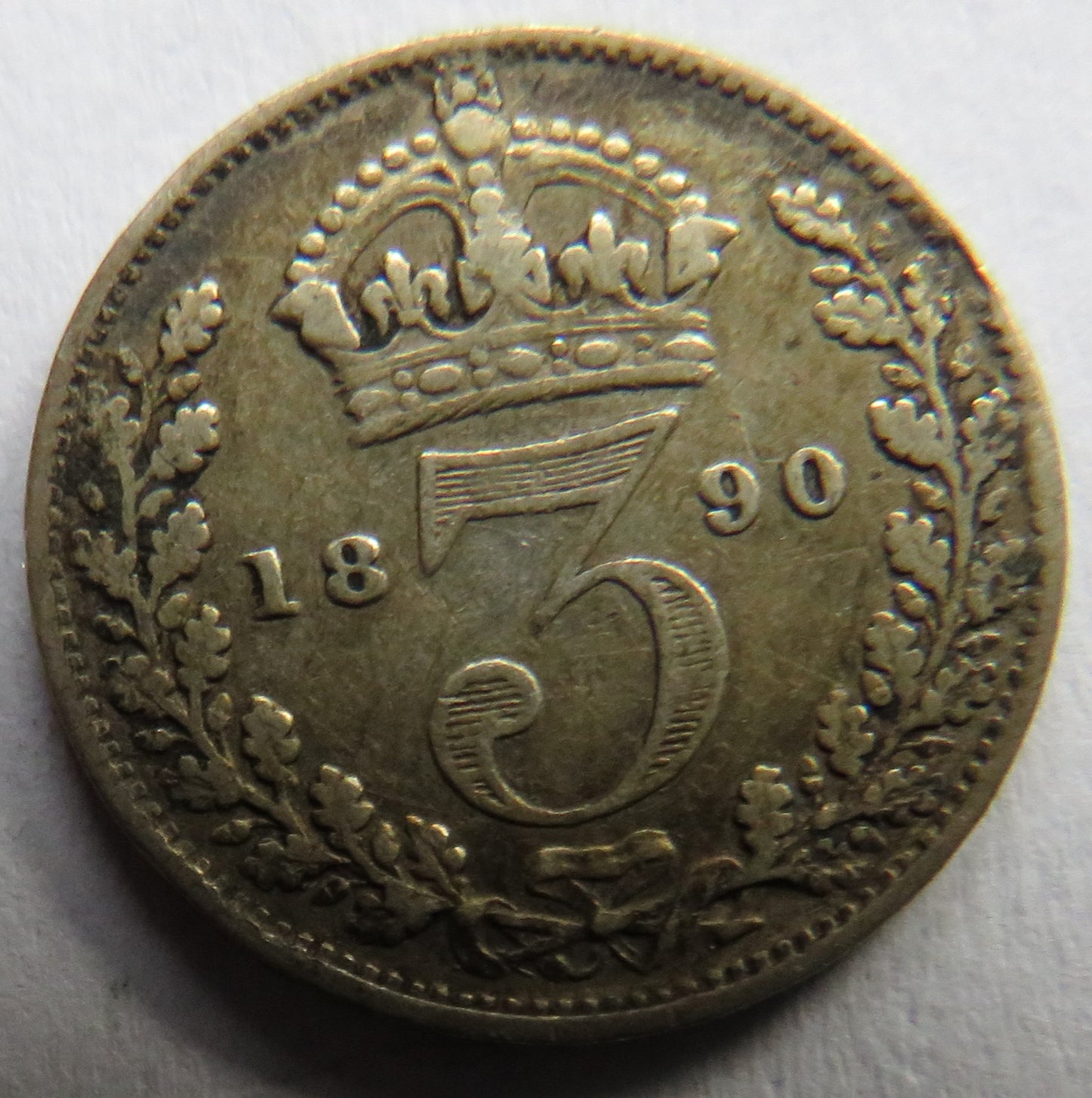 1890 Queen Victoria Jubilee Head Silver Threepence Coin - Great Britain