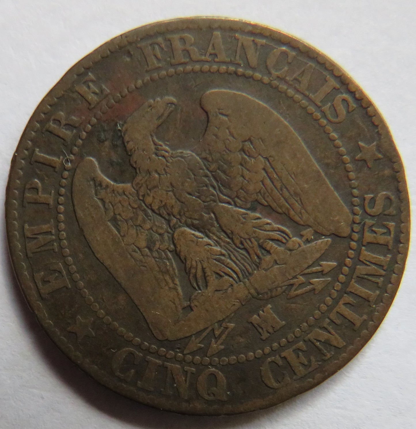 1854-MA France Napoleon III 5 Centimes Coin
