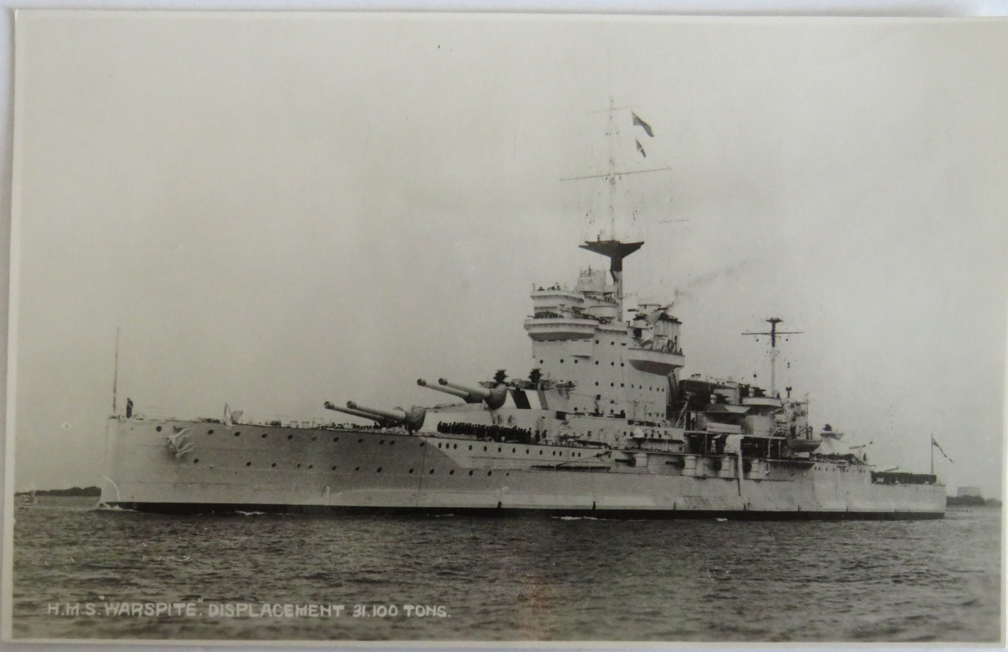 Vintage Warship Postcard of The H.M.S. "Warspite"