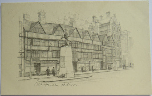 Vintage Postcard of Old Houses, Holborn, London