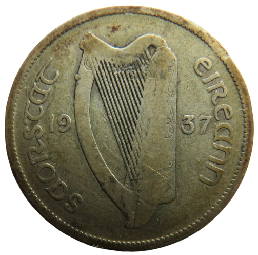 1937 Ireland Silver Florin 2 Shillings Coin
