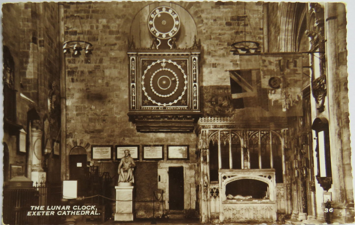 Vintage Postcard of The Lunar Clock, Exeter Cathedral, 1962