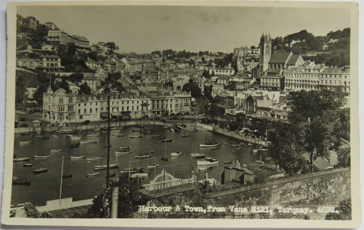 Vintage Postcard of the Harbour & Town, from Vane Hill, Torquay