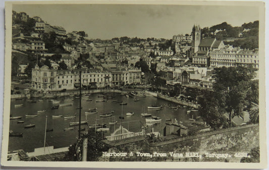 Vintage Postcard of the Harbour & Town, from Vane Hill, Torquay