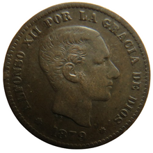 Load image into Gallery viewer, 1879 Spain 5 Centimos Coin
