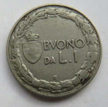 Load image into Gallery viewer, 1922 Italy One Lira Coin
