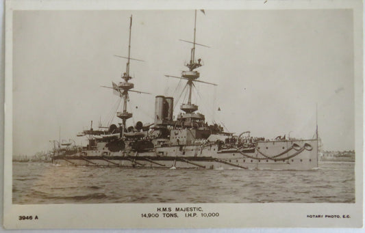 Vintage Warship Postcard of The H.M.S. "Majestic"