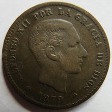 Load image into Gallery viewer, 1879 Spain 5 Centimos Coin
