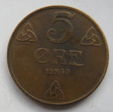 Load image into Gallery viewer, 1930 Norway 5 Ore Coin
